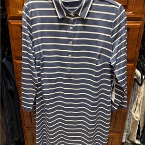 Southern Tide Navy and Cream Striped Polo